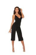 Deep V Lycra Jumpsuit With Double Adjustable Straps And Back Zipper